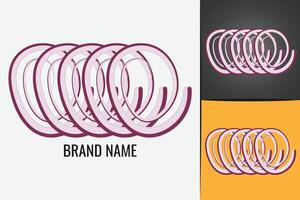 Red Onion logo. Fresh vegetable onion logotype. Sliced onions logo vector