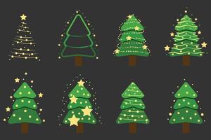 Christmas tree set. Xmas fir-trees and pines. New year trees vector