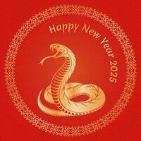 square card with snake, greetings for Chinese New Year 2025 vector
