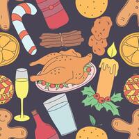 Seamless christmas pattern. New year background. Colored illustration with christmas icons vector