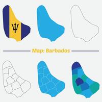 Barbados map of black contour curves of illustration, region map, flag map boundary outline. vector