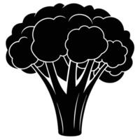 a black and white illustration of a broccoli tree white background vector