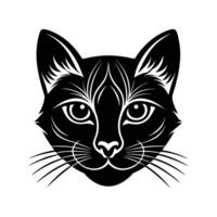 a black and white cat's face on a white background vector