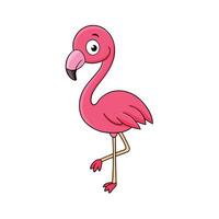 a cartoon flamingo standing on one leg white background vector