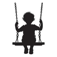 silhouette of a little boy on a swing vector