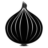 an onion is shown in black and white vector