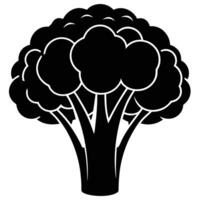 a black and white broccoli icon on a white background vector