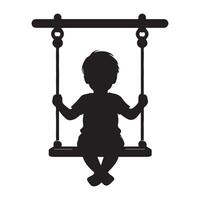 silhouette of a child on a swing vector