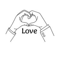 hand making heart shape with love text vector