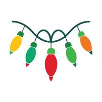 Christmas lights on a wire with a white background vector