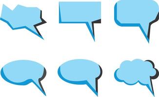 A set of six blue speech bubbles in various shapes, perfect for comics, presentations, or graphic design projects. Each bubble has a unique design, adding versatility to your creative work. vector