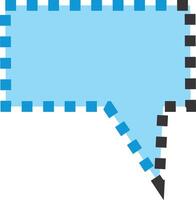 A modern, pixelated speech bubble with a blue and black border. Ideal for digital communication, web design, and graphic projects vector