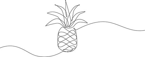 Single continuous line drawing pineapple fruit isolated on white background vector
