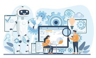 Robotic process automation. Artificial intelligence innovation technology concept. Web banner of business industry using ai. illustration vector