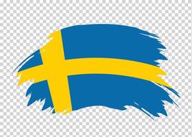 Flag of Sweden with distressed paint stroke brush effect on isolated background vector