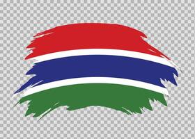 Flag of Gambia with distressed paint stroke brush effect on isolated background vector