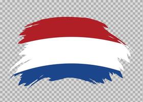 Flag of Netherlands with distressed paint stroke brush effect on isolated background vector