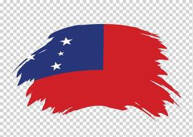 Flag of Samoa with distressed paint stroke brush effect on isolated background vector
