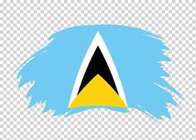 Flag of Saint Lucia with distressed paint stroke brush effect on isolated background vector