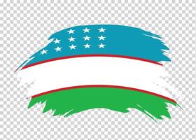 Flag of Uzbekistan with distressed paint stroke brush effect on isolated background vector