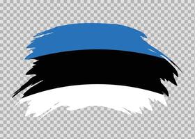 Flag of Estonia with distressed paint stroke brush effect on isolated background vector