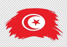 Flag of Tunisia with distressed paint stroke brush effect on isolated background vector