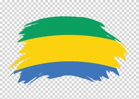 Flag of Gabon with distressed paint stroke brush effect on isolated background vector