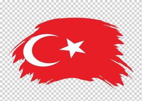 Flag of Turkey with distressed paint stroke brush effect on isolated background vector