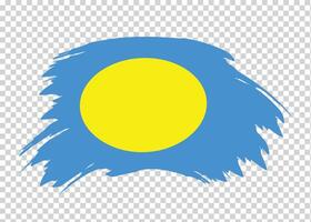 Flag of Palau with distressed paint stroke brush effect on isolated background vector