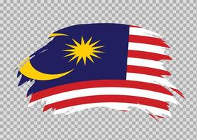Flag of Malaysia with distressed paint stroke brush effect on isolated background vector
