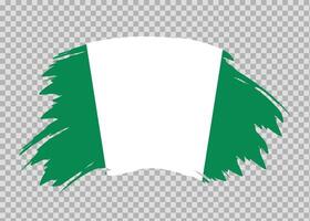 Flag of Nigeria with distressed paint stroke brush effect on isolated background vector