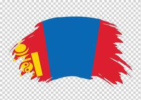 Flag of Mongolia with distressed paint stroke brush effect on isolated background vector