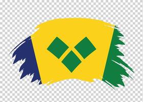 Flag of Saint Vincent and the Grenadines with distressed paint stroke brush effect on isolated background vector