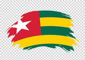 Flag of Togo with distressed paint stroke brush effect on isolated background vector
