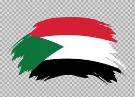 Flag of Sudan with distressed paint stroke brush effect on isolated background vector