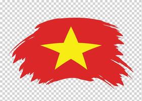 Flag of Vietnam with distressed paint stroke brush effect on isolated background vector