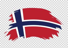 Flag of Norway with distressed paint stroke brush effect on isolated background vector