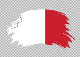Flag of Malta with distressed paint stroke brush effect on isolated background vector