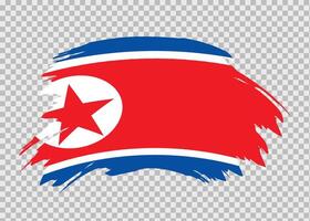 Flag of North Korea with distressed paint stroke brush effect on isolated background vector