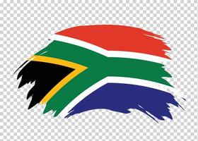 Flag of South Africa with distressed paint stroke brush effect on isolated background vector