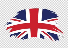 Flag of United Kingdom with distressed paint stroke brush effect on isolated background vector