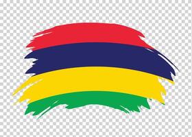 Flag of Mauritius with distressed paint stroke brush effect on isolated background vector
