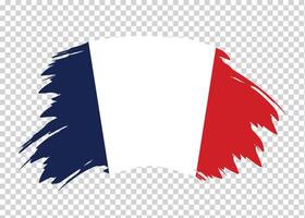 Flag of France with distressed paint stroke brush effect on isolated background vector