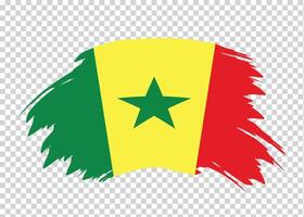 Flag of Senegal with distressed paint stroke brush effect on isolated background vector