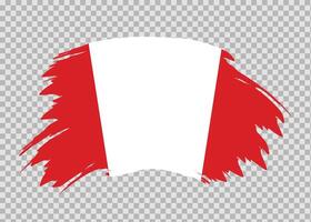 Flag of Peru with distressed paint stroke brush effect on isolated background vector