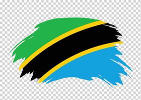Flag of Tanzania with distressed paint stroke brush effect on isolated background vector