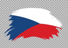 Flag of Czech Republic with distressed paint stroke brush effect on isolated background vector