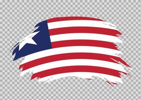 Flag of Liberia with distressed paint stroke brush effect on isolated background vector