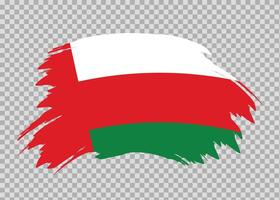 Flag of Oman with distressed paint stroke brush effect on isolated background vector