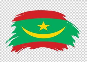 Flag of Mauritania with distressed paint stroke brush effect on isolated background vector